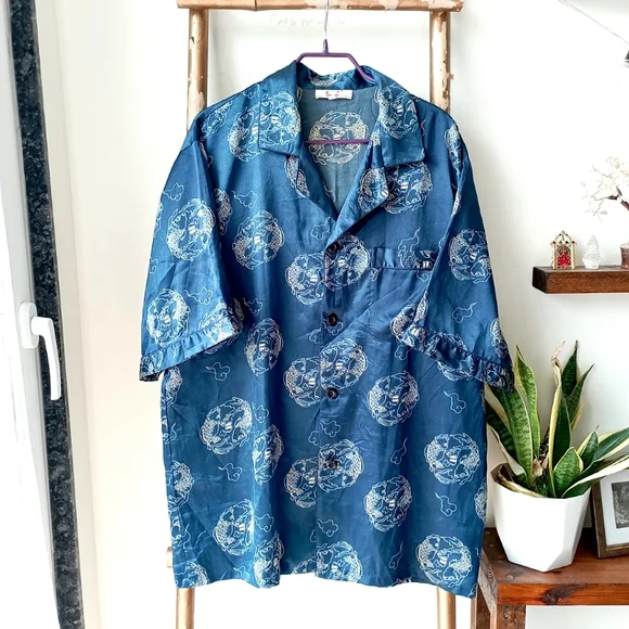Navy Blue QiGong Silk Top - Picture 1 of 16